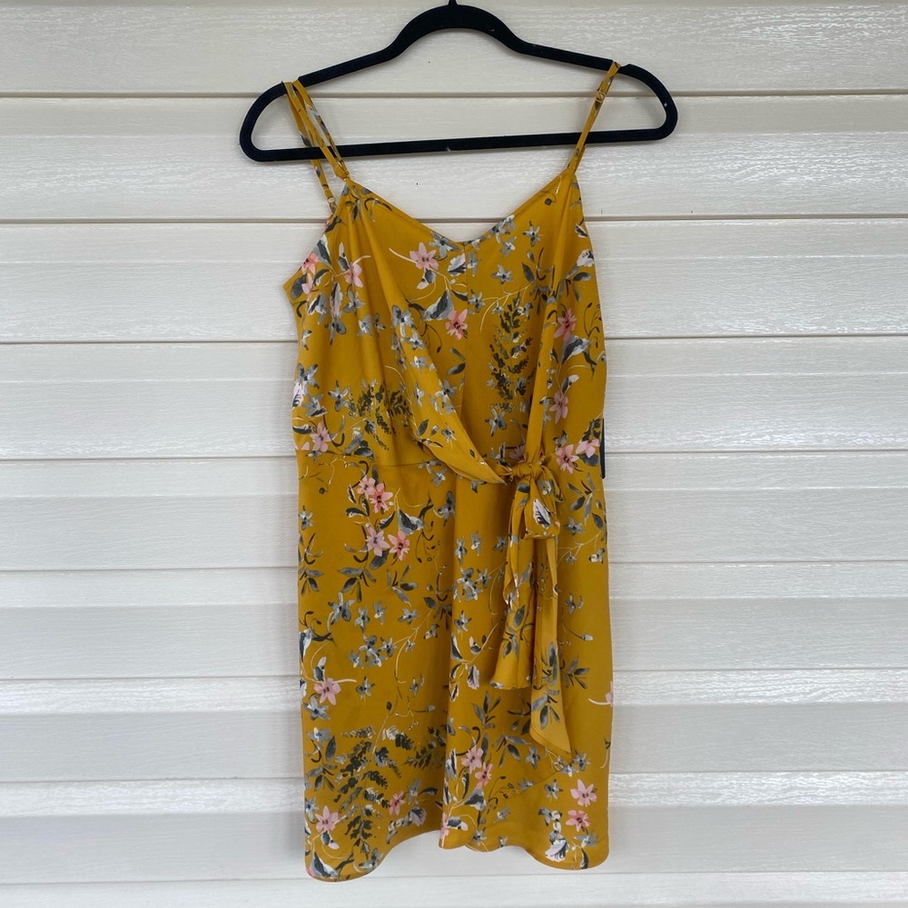 Express Yellow Floral Spaghetti Strap Dress Size L